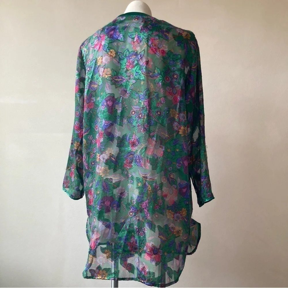 Victoria’s Secret | Vintage Gold Label Sheer Green Floral Maximalist Sleep Top - Picture 4 of 9